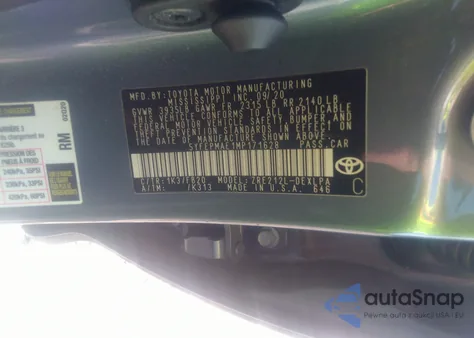 2021 Toyota Corolla Le from USA, damaged, VIN 5YFEPMAE1MP171628